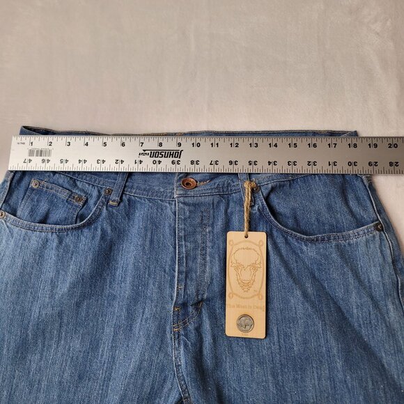 The West Is Dead Selvedge Men's Button Fly Straight Leg Blue Denim Jeans Size 38 - Picture 6 of 13
